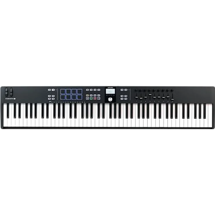 Arturia KeyLab Essential 88 mk3 Universal-MIDI-Controller-Keyboard für Musikproduktion - Inkl. Pro-Software, 88 Vollformat-Tasten, 9 Drehregler, 9 Fader, Modulations-/Bend-Räder und 8 Pads - Schwarz – Bild 2