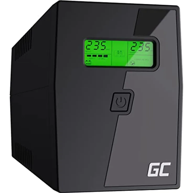 Green Cell® UPS USV Unterbrechungsfreie Stromversorgung 800VA (480W) mit Überspannungsschutz 230V Line-Interactive Spannungsregelung AVR USV-Anlage USB/RJ11 2X Schuko Ausgänge LCD Bildschirm