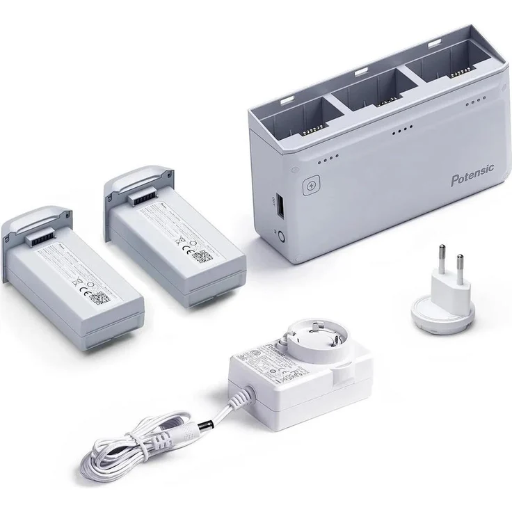 Potensic Atom Ladehub mit 2 Akkus und Schnellladegerät, Drohnen-Zubehör, Weiss