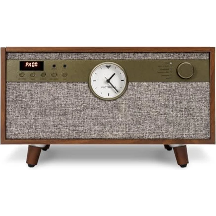 Victrola The Century 6-in-1 Music Center, Plattenspieler mit Bluetooth, CD-Player, Kassettendeck und UKW-Radio, braun – Bild 3