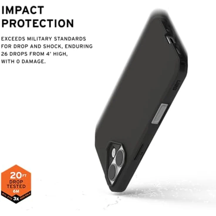 URBAN ARMOR GEAR Civilian LT Case für Apple iPhone 17, Hülle mit 6m Fallschutz, Wireless Charging und erhöhtem Rand, schwarz – Bild 4