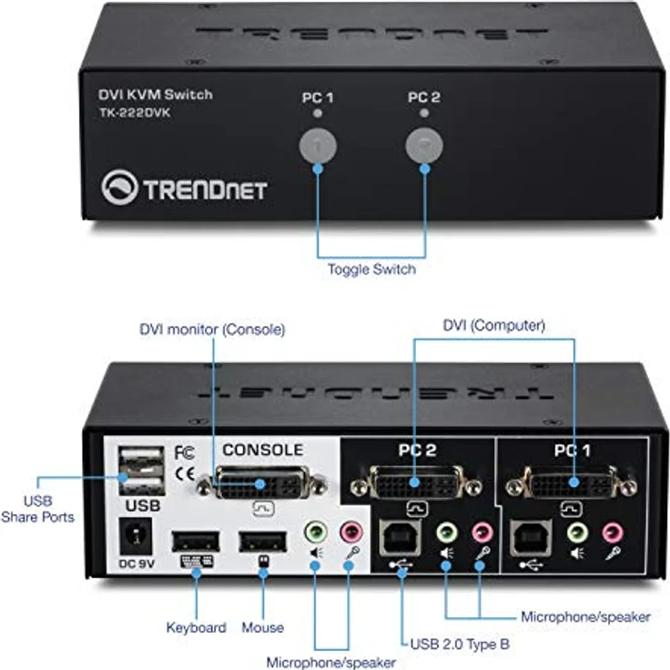 Trendnet TK-222DVK Tastatur/Video/Maus KVM-Switch – Bild 2