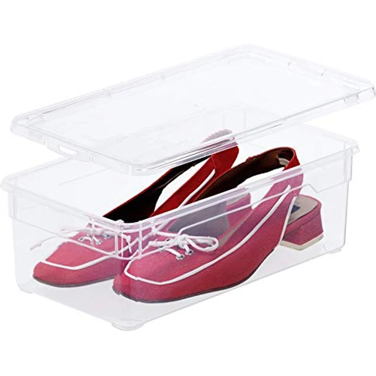 Rotho Aufbewahrungsbox Clearbox Lady Shoe, 5L, mit Deckel, Kunststoff, A5, 6 Stück, 19 x 33 x 11cm – Bild 1