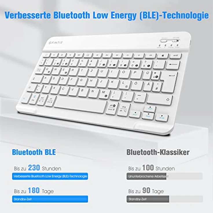 Fintie Tastatur Hülle für iPad 10.2 Zoll (9/8/ 7 Generation - 2021/2020/2019), Marmor - Schutzhülle mit TPU Rückschale, Pencil Halter und magnetisch Abnehmbarer Tastatur mit QWERTZ Layout – Bild 4