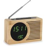 Atlanta Digital-Wecker LED Anzeige mit Radio-Funktion Temperaturanzeige Bambus Gehäuse - 2601