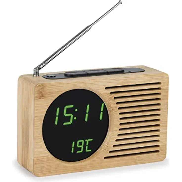 Atlanta Digital-Wecker LED Anzeige mit Radio-Funktion Temperaturanzeige Bambus Gehäuse - 2601 – Bild 1