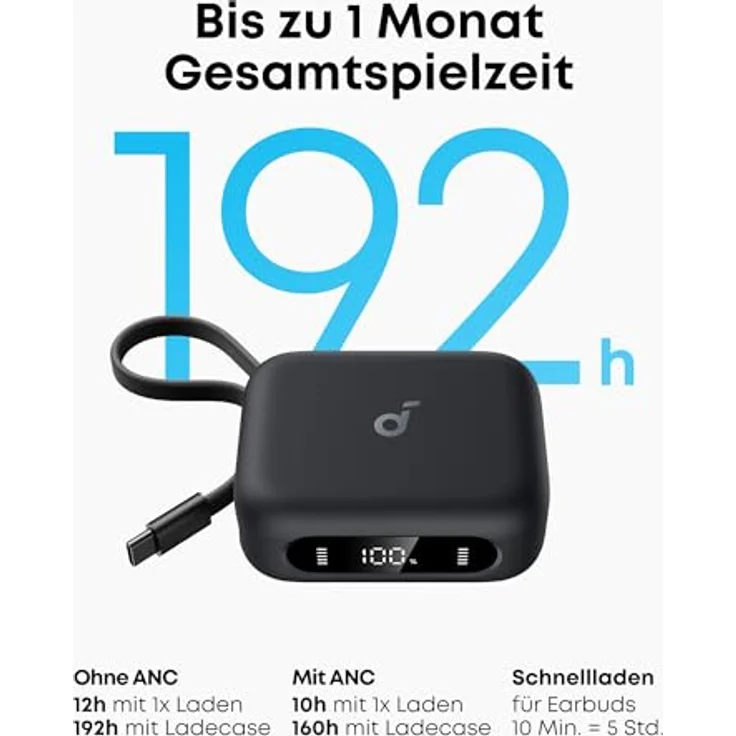 soundcore P41i by Anker, Adaptive Noise Cancelling In-Ear Kopfhörer mit Powerbank, 192h Spielzeit, 6 Mikros für klare KI-Anrufe, IPX5, Bluetooth 5.3 – Bild 3