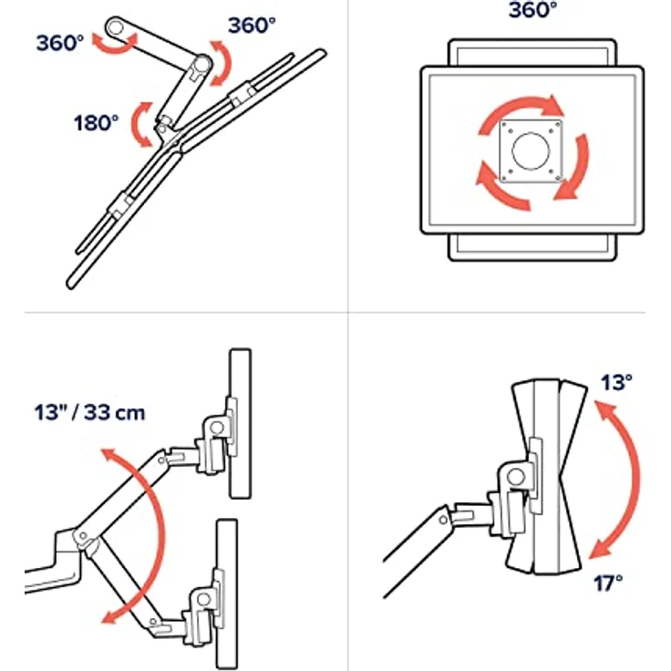 ERGOTRON 45-489-216 LX dual direkt Tischhalterung bis 63,5cm 25Zoll 0,9-5 kg weiß – Bild 4