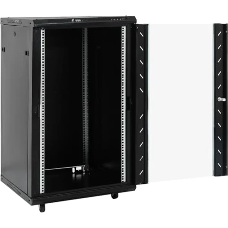 vidaXL 18U Netzwerkschrank, Serverschrank abschließbar mit Rollen und abnehmbaren Seitenteilen, freistehend, 19" IP20 – Bild 5