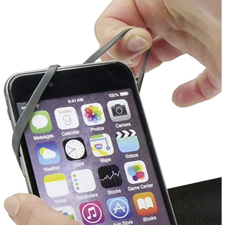 KlickFix Caddy, Smartphone Halterung mit O-Ring-Dämpfung, 360° drehbar, Schwarz-Rot – Bild 7