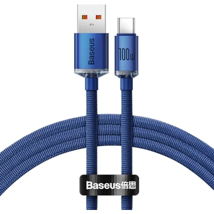 Baseus Crystal Shine Serien Kabel USB auf USB-C, 100W, 1,2m, blau, Schnelllade- und Datenübertragungskabel – Bild 1