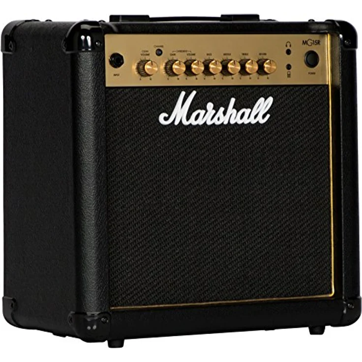 Marshall MG15GR, Transistor Combo Verstärker für E-Gitarre, 15 Watt, schwarzes Tolex mit goldenem Bedienfeld, integrierter Hall-Effekt, 2 Kanäle – Bild 3