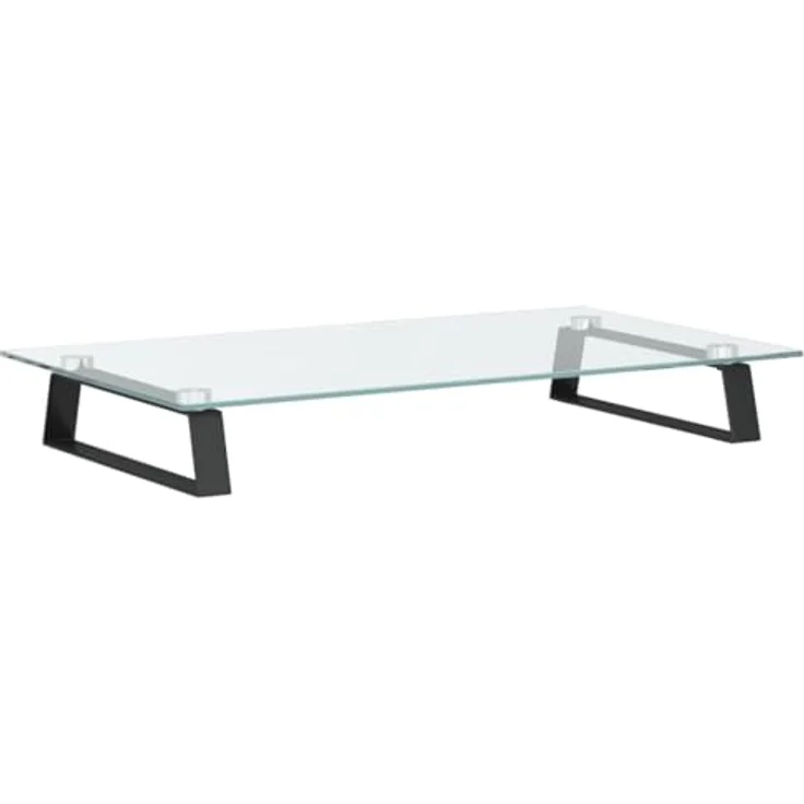 vidaXL Monitorständer, Monitorerhöhung aus Hartglas und Metall mit Stauraum, Schwarz 60x35x8cm, ergonomisches Design für mehr Ordnung – Bild 1