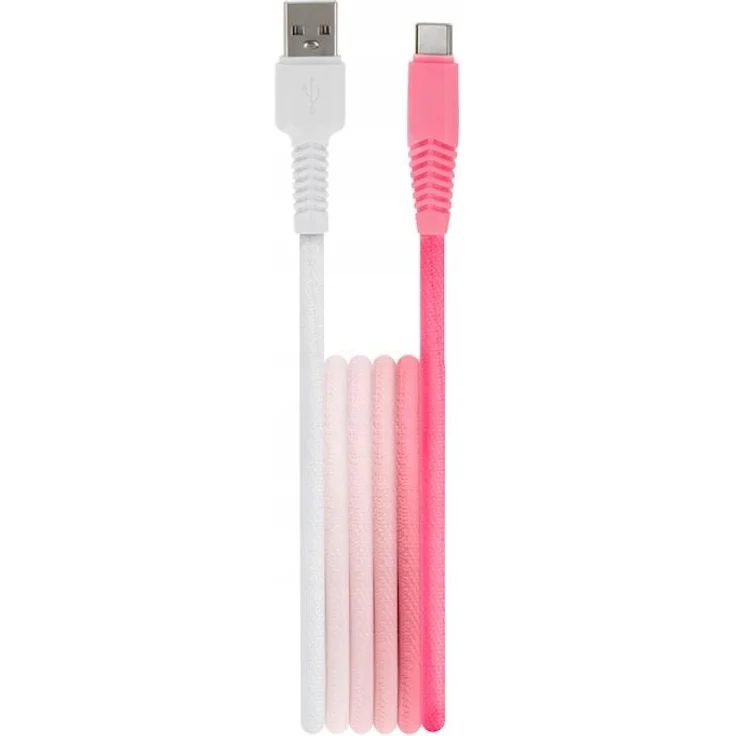 Setty Universelles USB-A-/USB-C-Ladekabel, 1,5 m, Weiß-Rosa, 3 A, 15 W, modernes Design