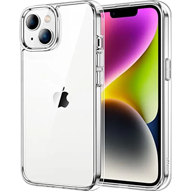 JETech iPhone 14 Hülle, Anti-Vergilbung, Transparente Rückseite, Stoßdämpfung, Kabelloses Laden
