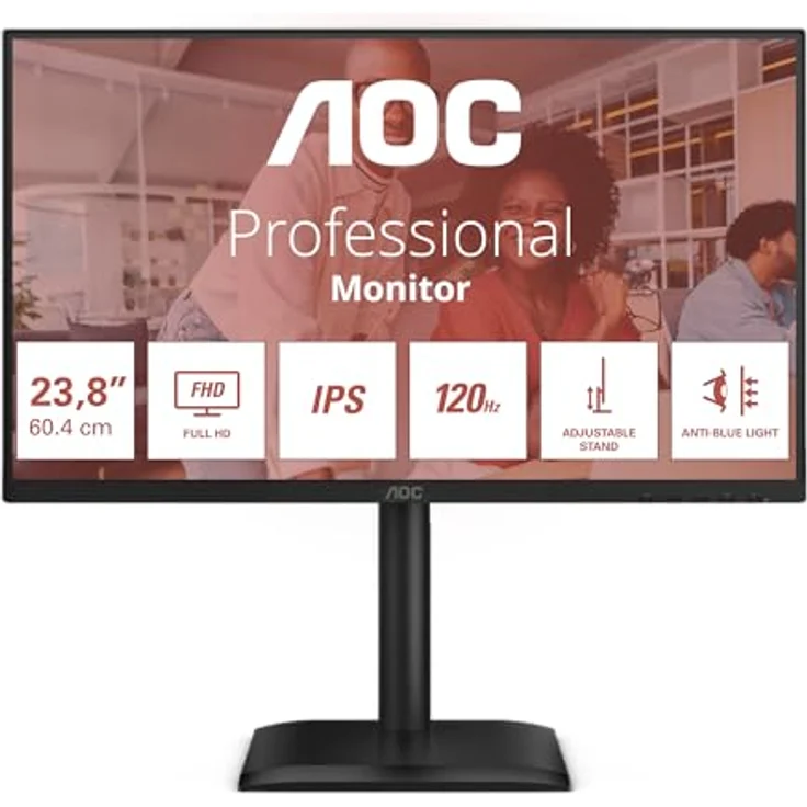 AOC 24E4U 24 Zoll FHD Monitor, 120Hz, IPS, 1ms MPRT, Adaptive Sync, HDR, Höhenverstellung, Schwarz – Bild 2