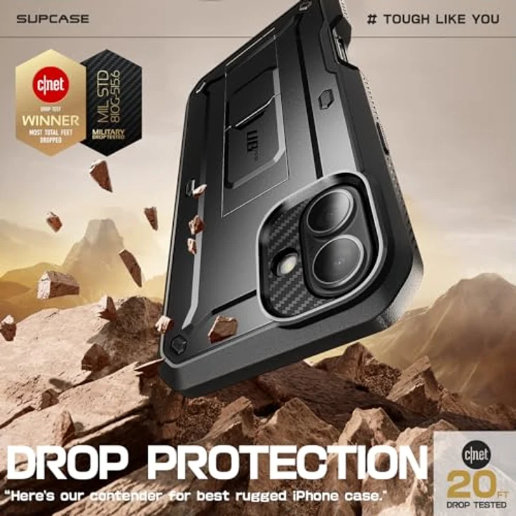 SupCase iPhone 16 Hülle 6.1” [Unicorn Beetle Pro] Outdoor Handyhülle 360 Grad Case Bumper Schutzhülle Cover mit Displayschutz, Ständer und Gürtelclip - Schwarz – Bild 3
