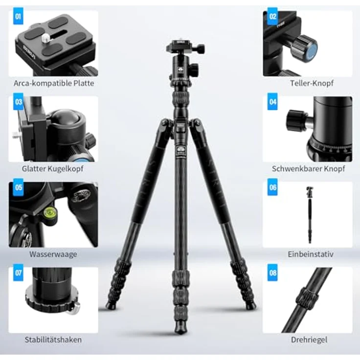 SIRUI Traveler 7C - Drei-/ Einbeinstativ Carbon mit Kugelkopf – Bild 2