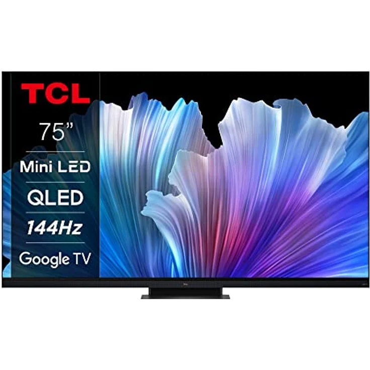 TCL 75C935 75 Zoll 189cm QLED Mini-LED Fernseher, 4K UHD, Google TV, HDR Extreme, 2500nits, 144Hz VRR, 120Hz Motion Clarity, Dolby Vision & Atmos, 2.1.2 ONKYO Soundbar, Sprachsteuerung, Schwarz – Bild 1