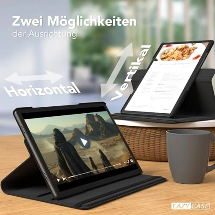 EAZY CASE Tablet Hülle für Samsung Galaxy Tab A11 Plus, 11 Zoll drehbare Schutzhülle mit Standfunktion, Kunstleder Schwarz, 360° rotierbar – Bild 5