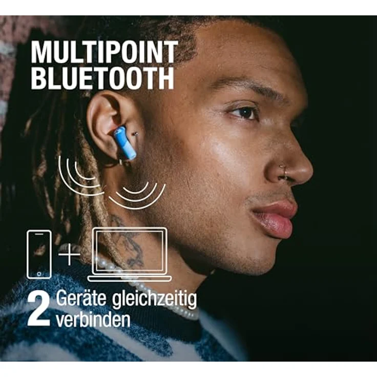Fresh'N Rebel Twins Blaze ENC (32 h), Kopfhörer, Blau mit Dual-ENC-Mikrofonen und Multipoint-Bluetooth Verbindung – Bild 5