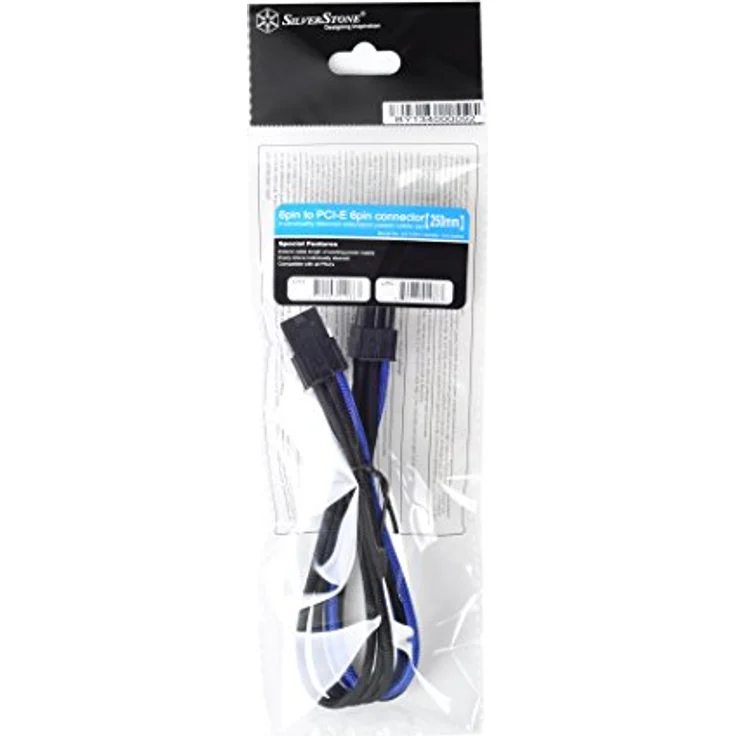 SilverStone PP07 - Spannungsversorgungs-Verlängerungskabel - PCI-Express-Stromversorgung, 6-polig (M) - PCI-Express-Stromversorgung, 6-polig (W) - 25cm - Schwarz/Blau (SST-PP07-IDE6BA) - Preisvergleich – Bild 2