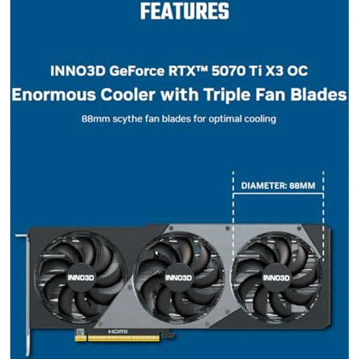 INNO3D GeForce RTX 5070 Ti X3 OC, 16384 MB GDDR7 Next-Gen-Grafikkarte, Triple-Fan-Kühlerdesign – Bild 4