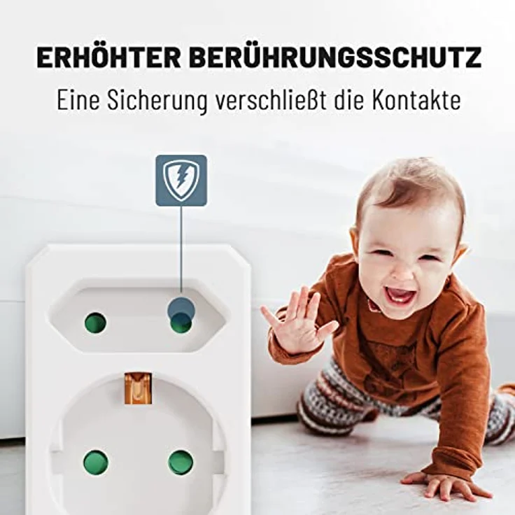 greate. 3x 3fach Steckdosenadapter bis 3500W, 3er Mehrfachsteckdose ohne Kabel 3-fach (Erhöhter Berührungsschutz) – Bild 4