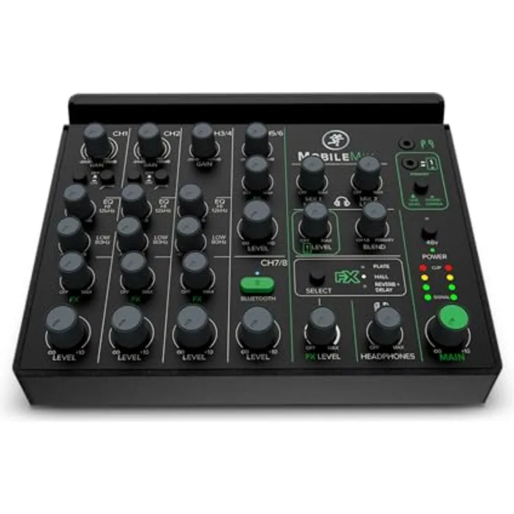 Mackie MobileMix 8-Kanal-Mischpult mit USB-Stromversorgung, Live-Sound und Streaming, Schwarz