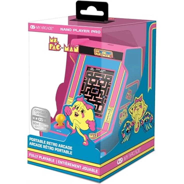My Arcade Nano Player Ms PacMan, 4.5 Zoll tragbare Konsole mit 2.4” Farbdisplay und Lautstärkeregler – Bild 1