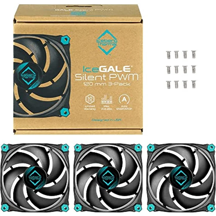 Iceberg Thermal IceGALE Silent PWM 120mm Gehäuselüfter optimierter Airflow 3er-Pack, Schwarz – Bild 4