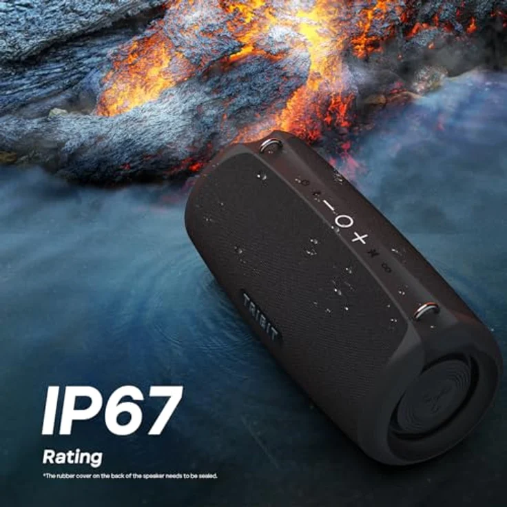 Tribit StormBox Lava tragbarer Bluetooth-Lautsprecher, 80W Funklautsprecher, 24H Spielzeit, IP67 Wasserdicht, Bluetooth 5.4, EQ, Bass, eingebautes Mikrofon, TWS für Camping/Strand/Party/Outdoor – Bild 4
