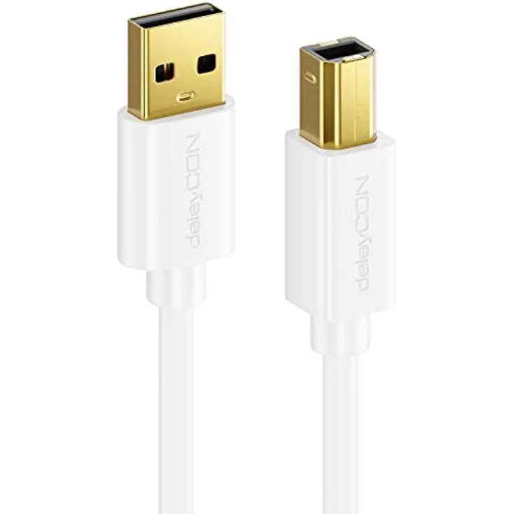 deleyCON 5m USB 2.0 Datenkabel, USB A-Stecker zu USB B-Stecker, Hochgeschwindigkeit, Störungsfrei, weiß – Bild 3
