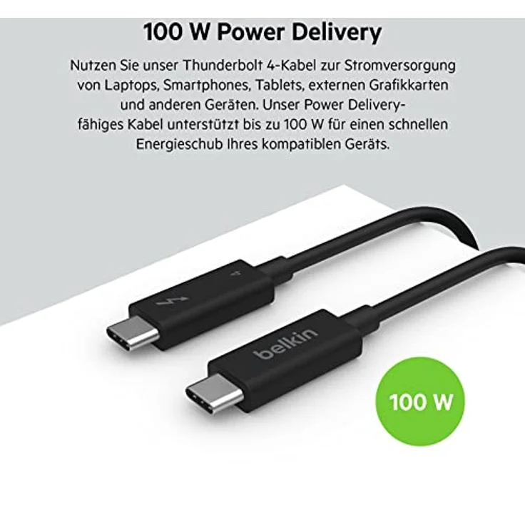 Belkin Thunderbolt 4-Kabel INZ002bt2MBK, USB-C 40Gb/s, 100W, 2m, schwarz – Bild 4