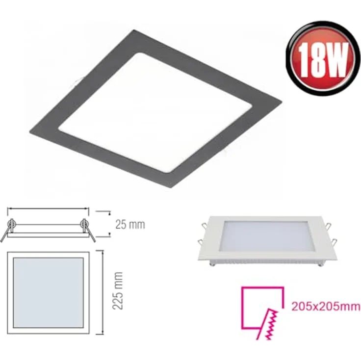 ENERGMiX 18 Watt Eckige LED Einbauleuchte slim Panele in schwarz|1520 Lumen|Neutralweiß (4000 K) – Bild 2
