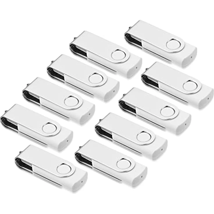 AreTop USB Sticks 4GB, 10er Pack Metall High Speed USB 2.0 Flash Drive mit Drehmechanismus (Weiß) – Bild 1