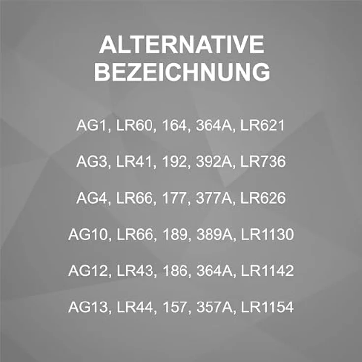 HyCell 30 x Knopfzellen-Sparset Alkaline - Je 5x LR621 LR736 LR626 LR1130 386A. LR1154 - Ideal für Autoschlüssel TAN-Gerät Kinderspielzeug Uhren Fernbedienung etc. – Bild 2