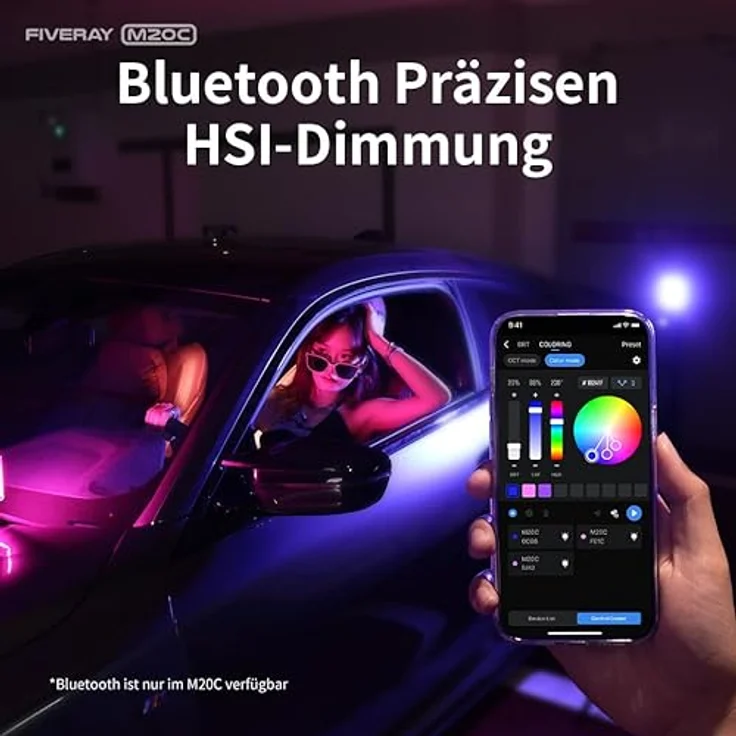 ZHIYUN Fiveray M20C Combo [Official] Videolicht RGB 20W, LED Streaming Licht, Magnetisch Videoleuchte mit 1950 Lux/ 2500~10000K/ 4500mAh/ CRI 94+/ Bluetooth, mit Gitter/Diffusor/Scheunentor/Tasche – Bild 4