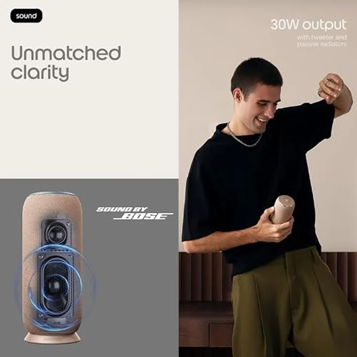 Motorola Moto Sound Flow Bluetooth Lautsprecher Soundsystem, Sound By Bose, warm taupe, Braun – Bild 2