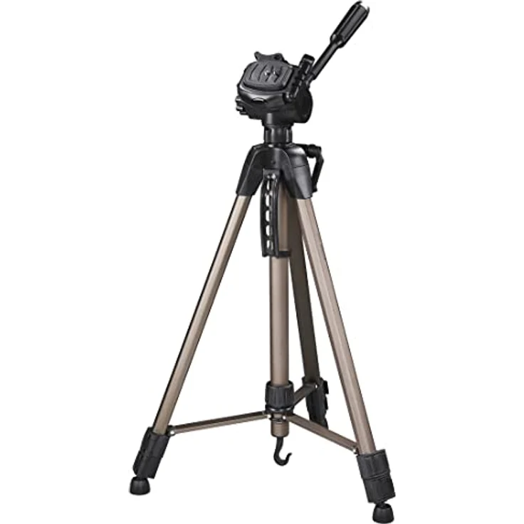Hama Kamera Stativ Star 62 (Einstiger Dreibeinstativ mit 3-Wege-Kopf, Fotostativ mit 64-160cm Höhe, Kamerastativ passend für Spigelreflex- und Systemkameras) Champagner – Bild 2