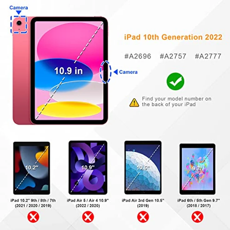 Fintie Hybrid Hülle für iPad 10. Generation 2022 (10.9 Zoll) mit Stifthalter - Stoßfeste Schutzhülle mit transparenter Hartschale auf der Rückseite, Ozean Marmor – Bild 2