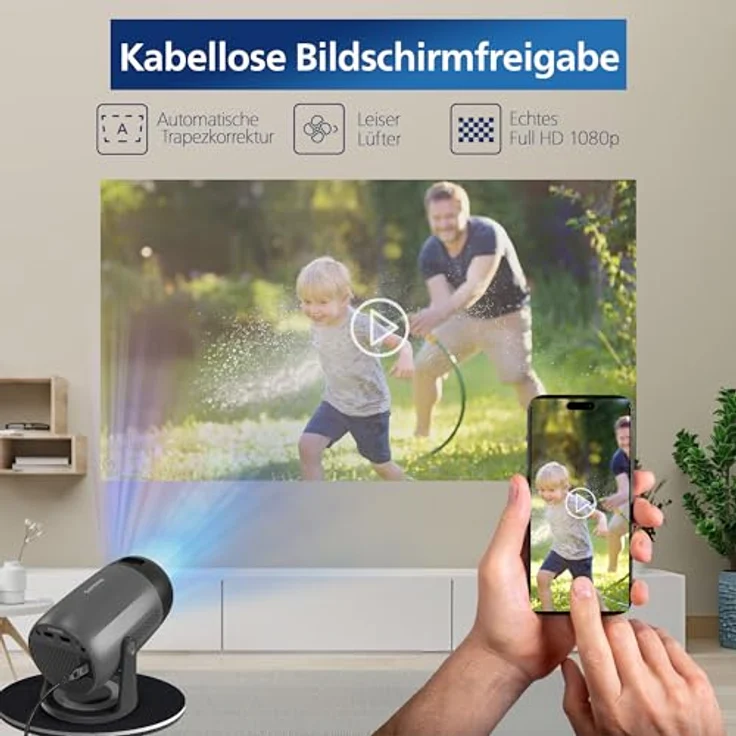 Philips NeoPix 150, Full HD Projektor mit 250 ANSI Lumen, 1000:1 Kontrast, tragbar, Wi-Fi, grau – Bild 2
