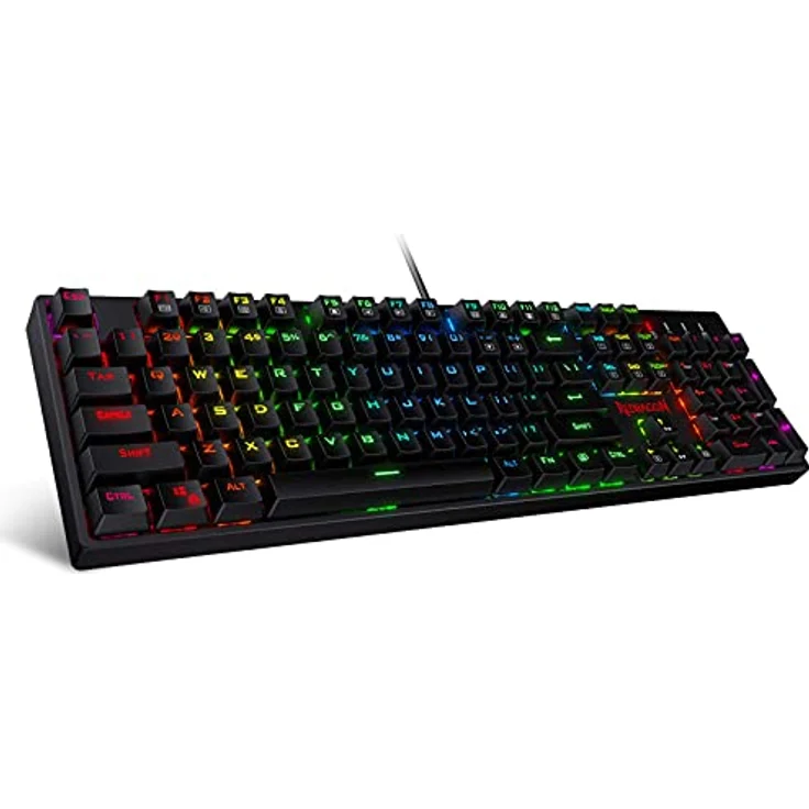 Redragon K582 US SURARA, Mechanische Gaming Tastatur mit RGB-Beleuchtung, 104 Tasten, lineare rote Schalter, 100 % Anti-Ghosting, programmierbare Tasten, 6 Beleuchtungsthemen – Bild 1