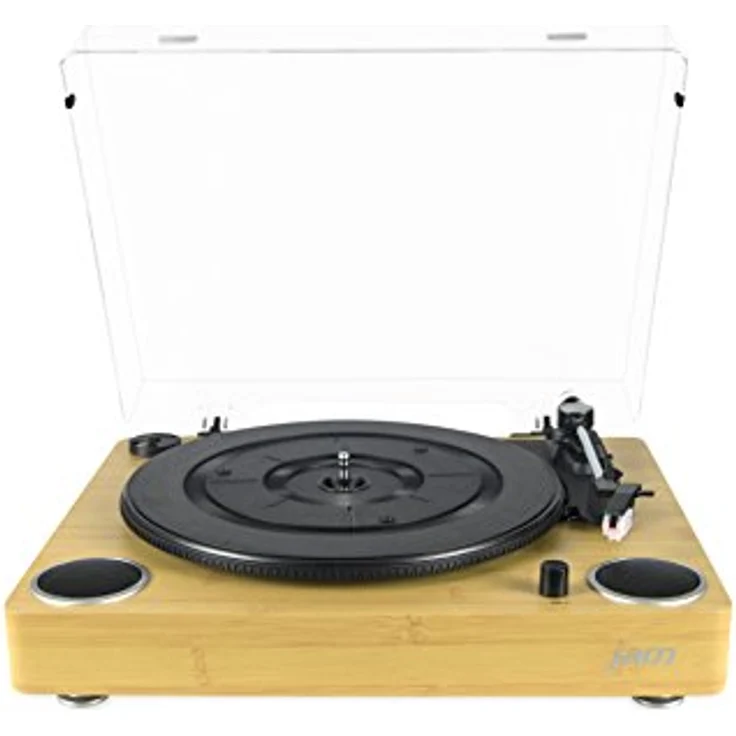Jam Sound Plattenspieler, Vinyl-Schallplattenspieler mit eingebauten Stereo-Lautsprechern, USB-Anschluss, RCA-Ausgang, Aux-In, geeignet für 33, 45 oder 78 RPM Schallplatten, Staubschutzhülle - Holz – Bild 3