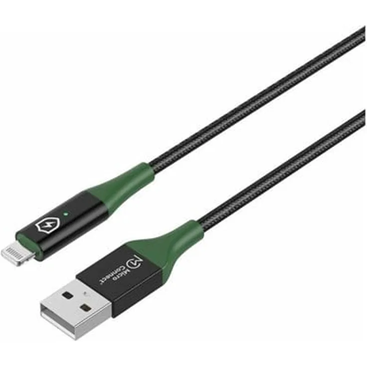 MicroConnect Lightning Kabel, USB männlich zu Lightning männlich, intelligente Aufladung, Schwarz und Grün