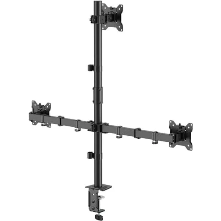 SpeaKa Professional Monitorhalterung SP-MM-231, Höhenverstellbar und Neigbar für 3 Displays (43,2cm/17" - 81,3cm/32"), Schwarz – Bild 4