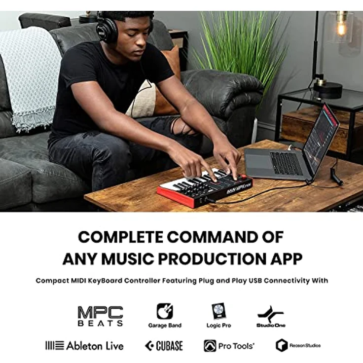 AKAI Professional MPK Mini MK3 – 25-Tasten USB MIDI Keyboard Controller, 8 hintergrundbeleuchtete Drum Pads, 8 Regler und Musikproduktion-Software – Bild 2