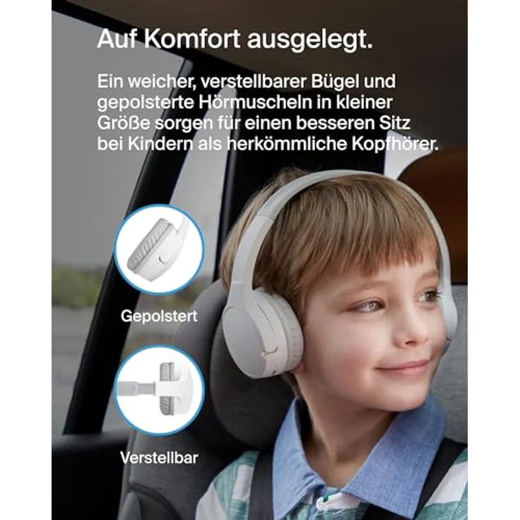 Belkin SoundForm Mini Bluetooth-Kinderkopfhörer mit Mikrofon, lustigen Aufklebern & 30 Std. Wiedergabe - Over-Ear-Headset für iPhone, iPad, Galaxy - Weiß – Bild 4
