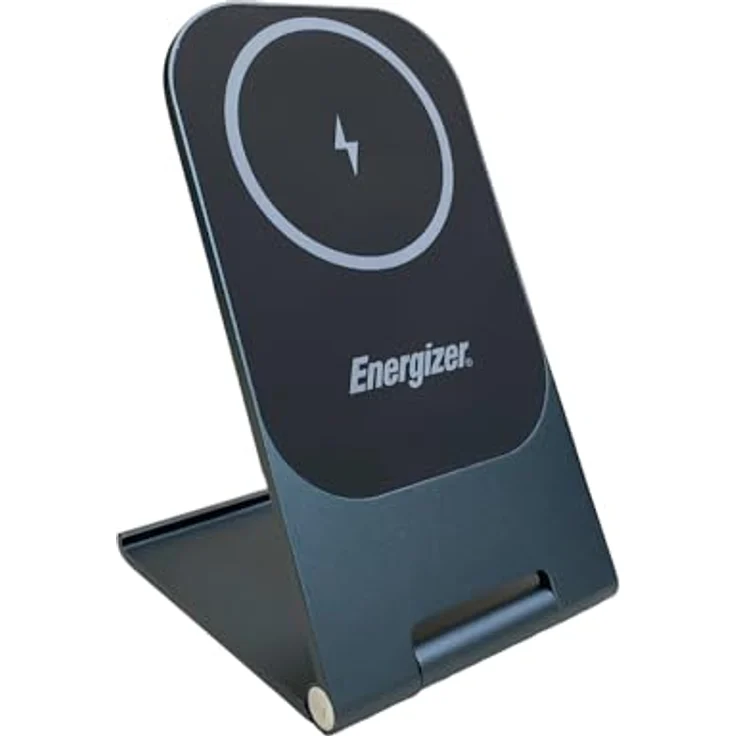 Energizer Mag Safe Kabelloses Ladegerät, 15 W, Aluminium, ultraschnelles kabelloses Induktionsladen, Akkuschutz, Station, Handyhalterung - Android iPhone Google Pixel, Silber – Bild 1
