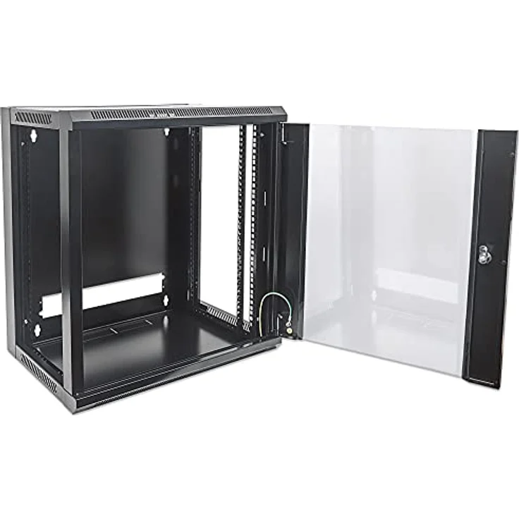 Intellinet 19" Wandverteiler, 12 HE Serverschrank mit Sicherheitsglastür, Schwarz – Bild 7